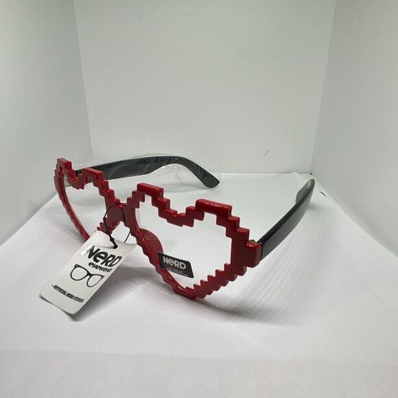 No Brand Accessories - Nerd Eyewear Pixel Heart Glasses – UV400 Protection 😎❤️✨